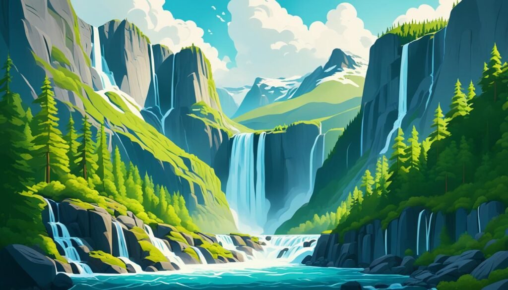 Cascadas noruegas en fiordos