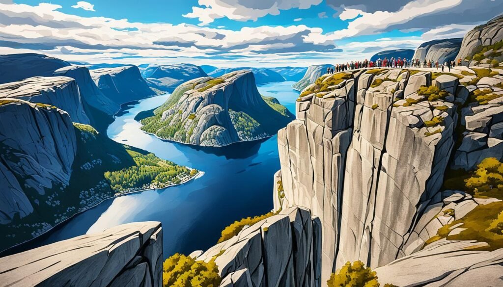 Preikestolen: La Famosa Roca del Púlpito con Vista al Lysefjord