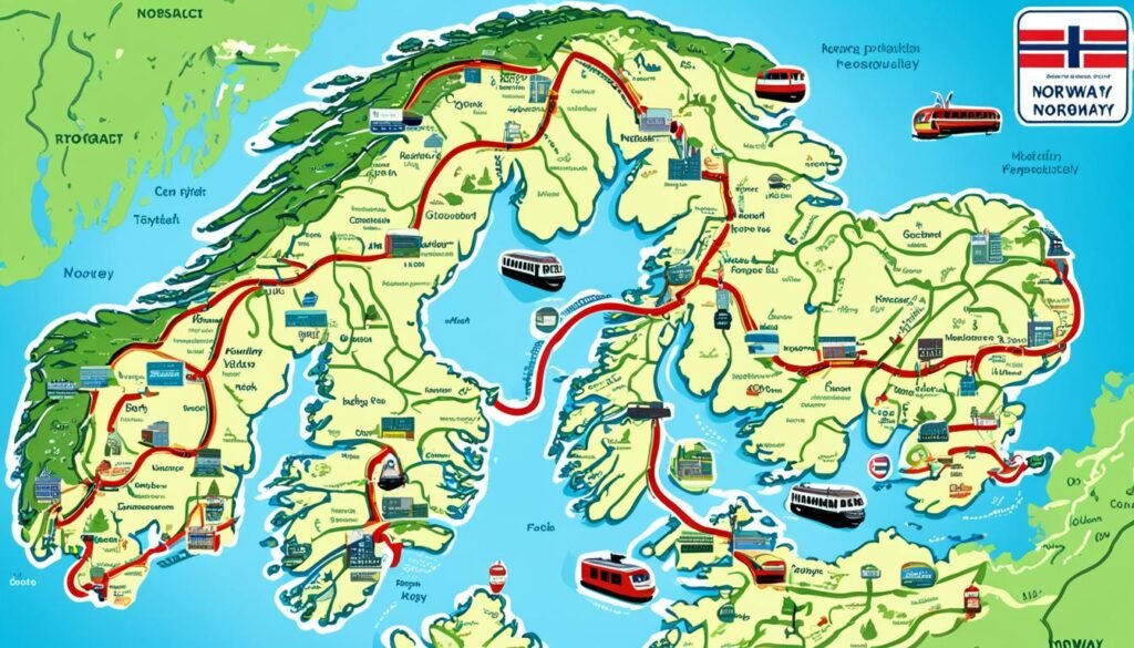 mapas de transporte público en Noruega