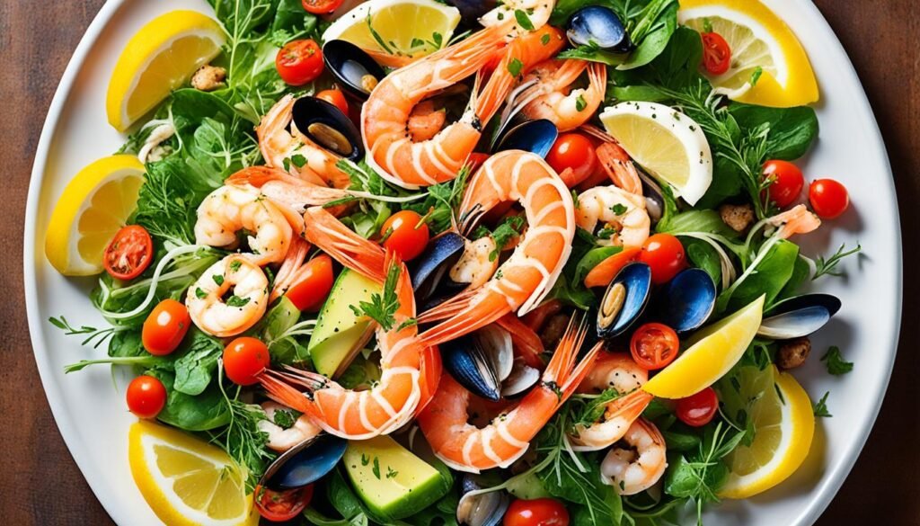recetas sencillas de salmón y ensalada de mariscos