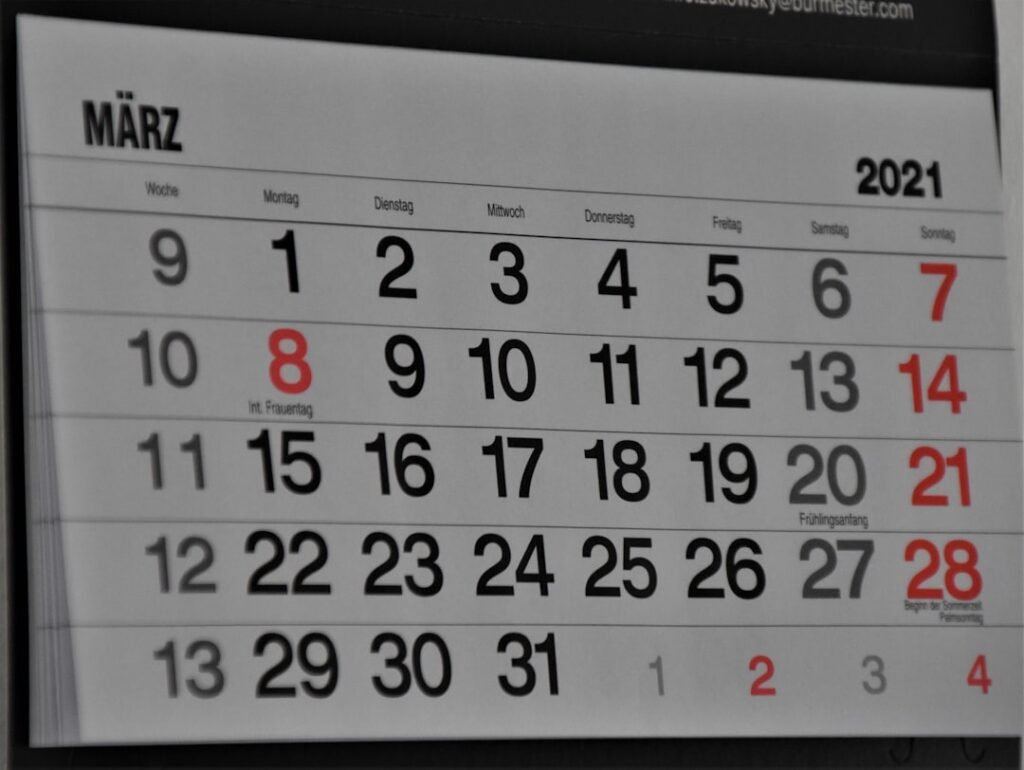 Photo Planning calendar
